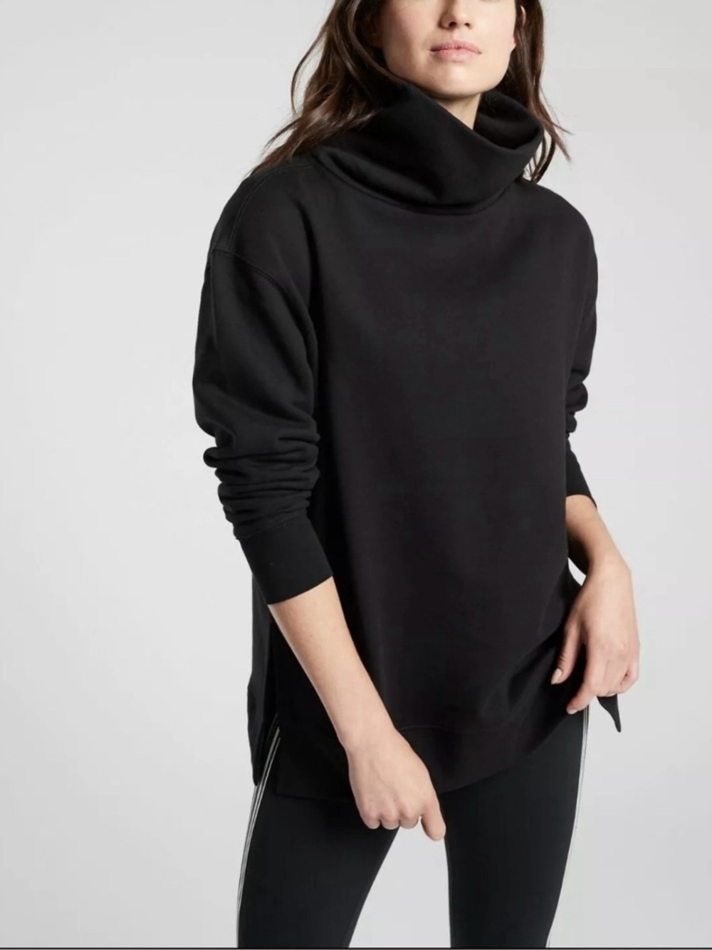 Athleta NWT Black Funnel Neck Sweatshirt Size XXS